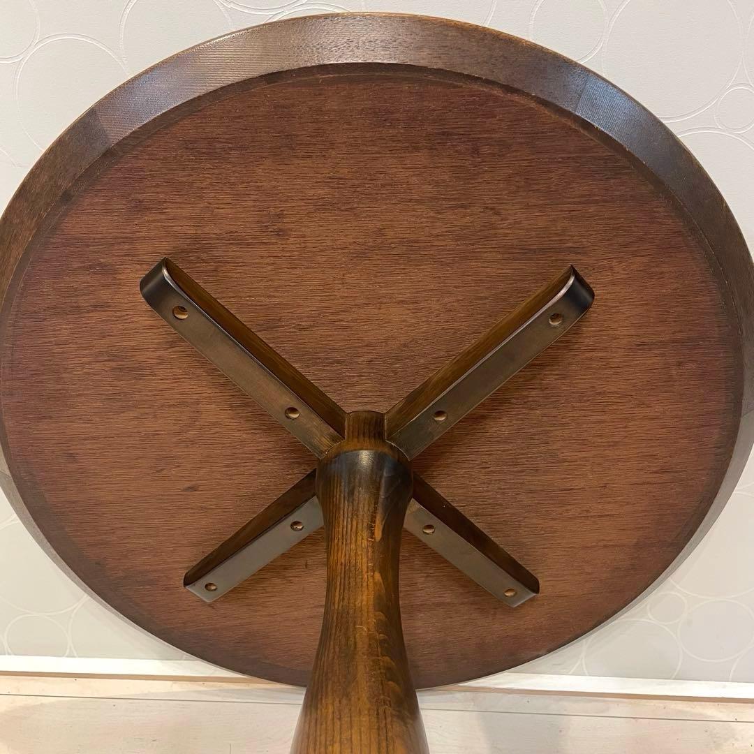 【アンティーク】丸型ハイテーブル ペデスタル脚 北欧風 円形カウンター ②