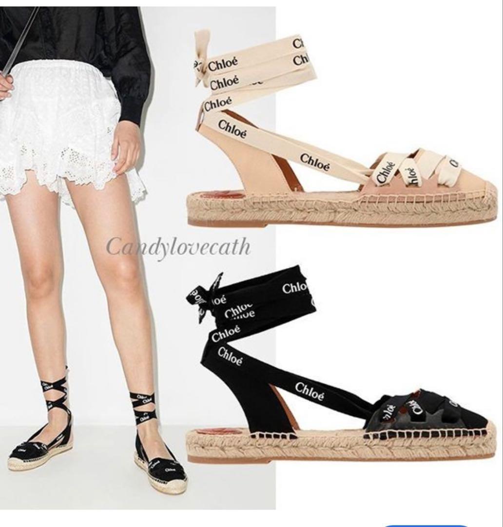 クロエ Chloe レースアップエスパ ドリーユフラット サンダル36