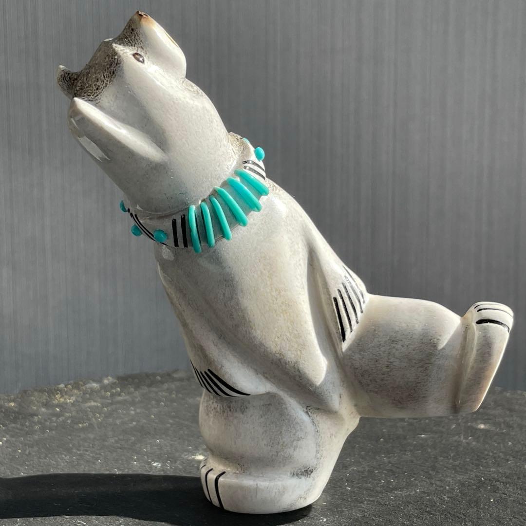 新品　ズニ族　Zuni インディアンジュエリー　フェティッシュ　クマ　シロクマ