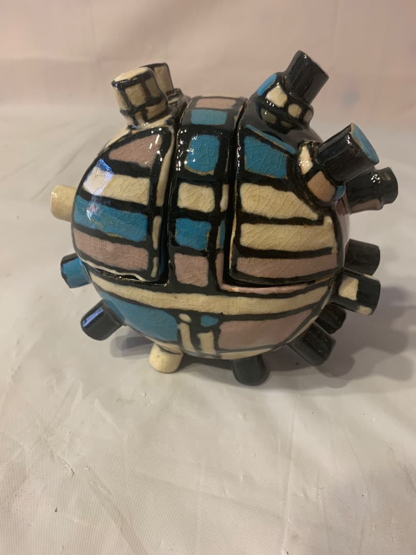 金子司　萩焼初期作品　カラフルな陶器(小物入)