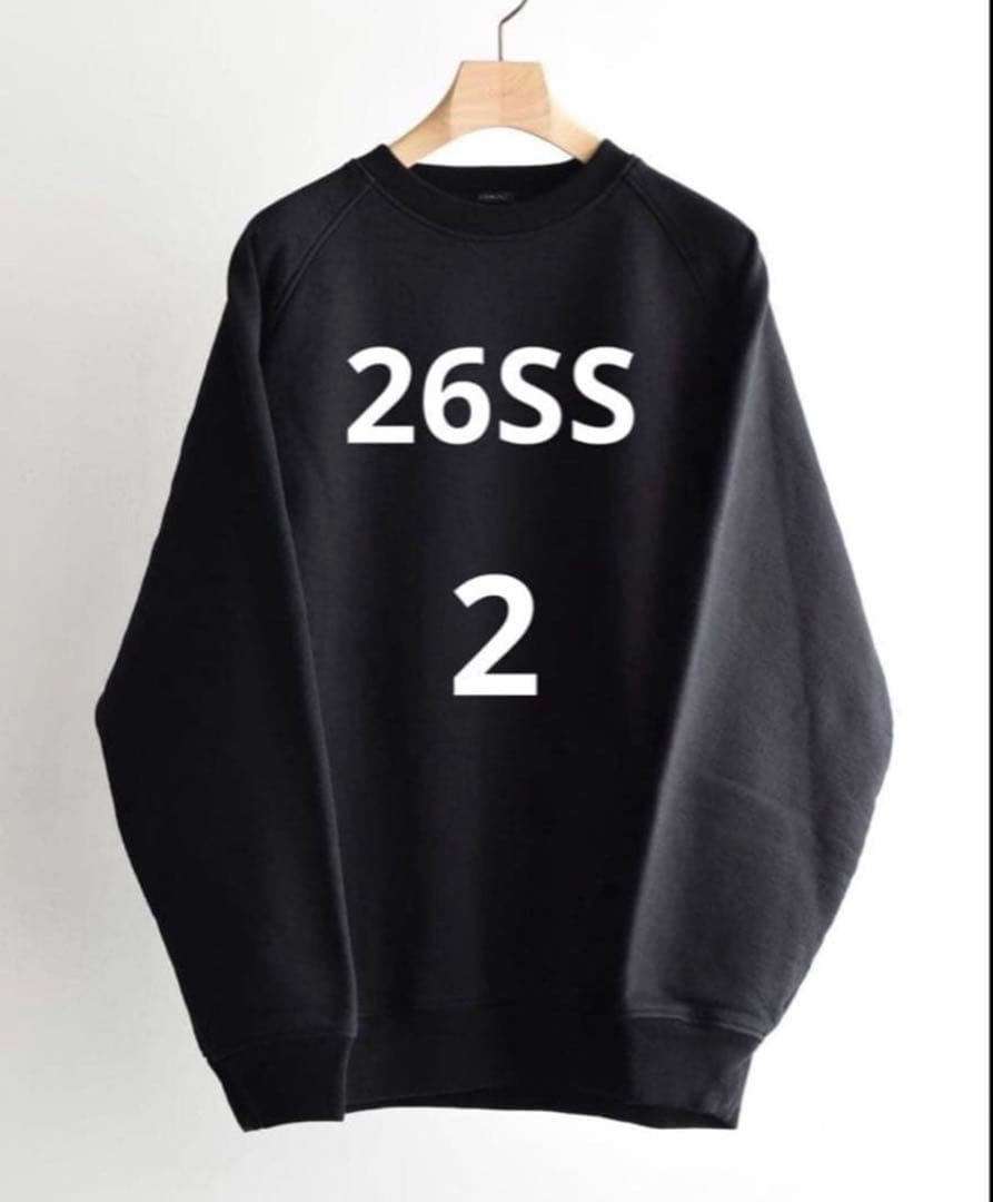 26SS 新品 COMOLI コットン裏毛クルーネック スウェット サイズ2