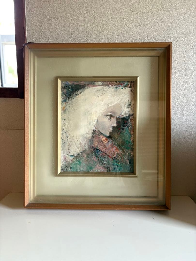 【小野武司 作】『プロフィール』油彩画 額装 二科会会員 美術品