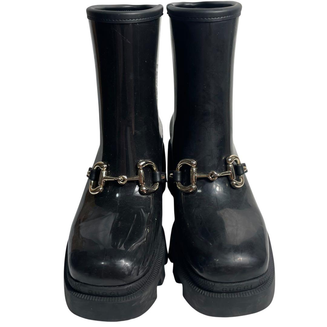 GUCCI ホースビット黒 ラバー ショートレインシューズサイズ 38