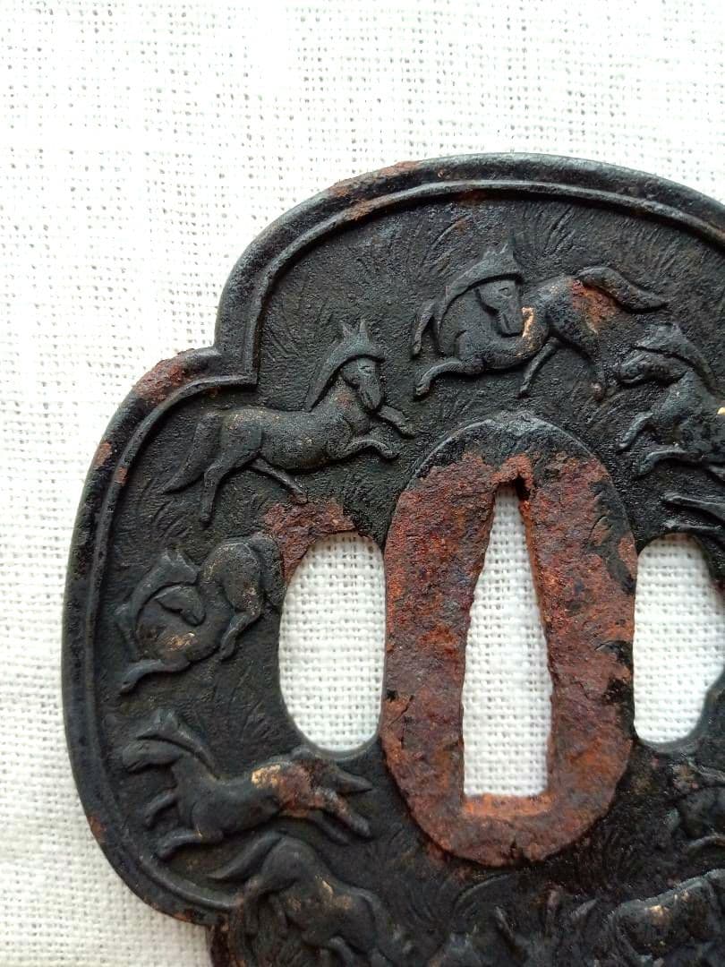 【刀・鍔】つば 馬柄／透かし／花柄／色々まとめて１０個 日本刀装具 武具 骨董