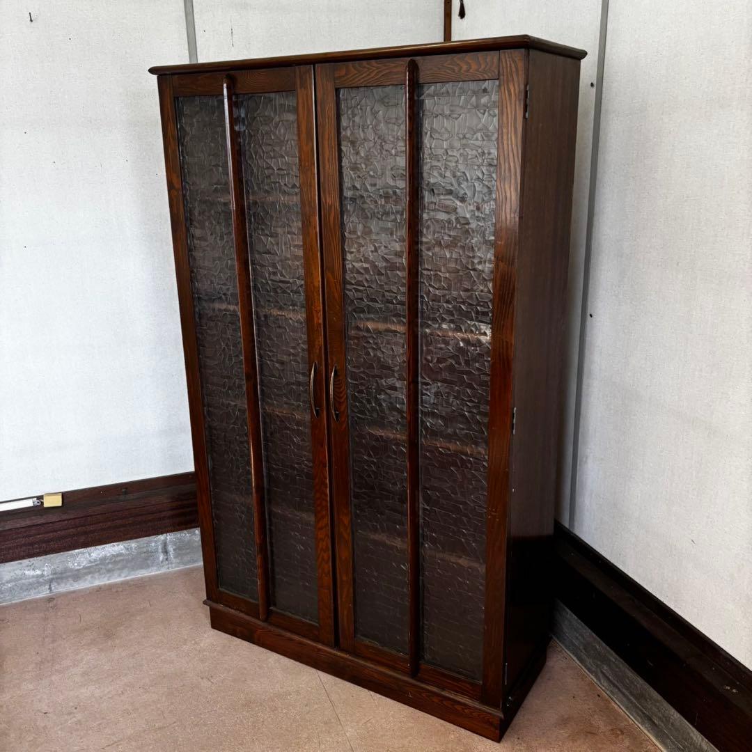 アンティーク家具 ガラス戸棚 キャビネット 本棚 ヴィンテージ家具 昭和レトロ