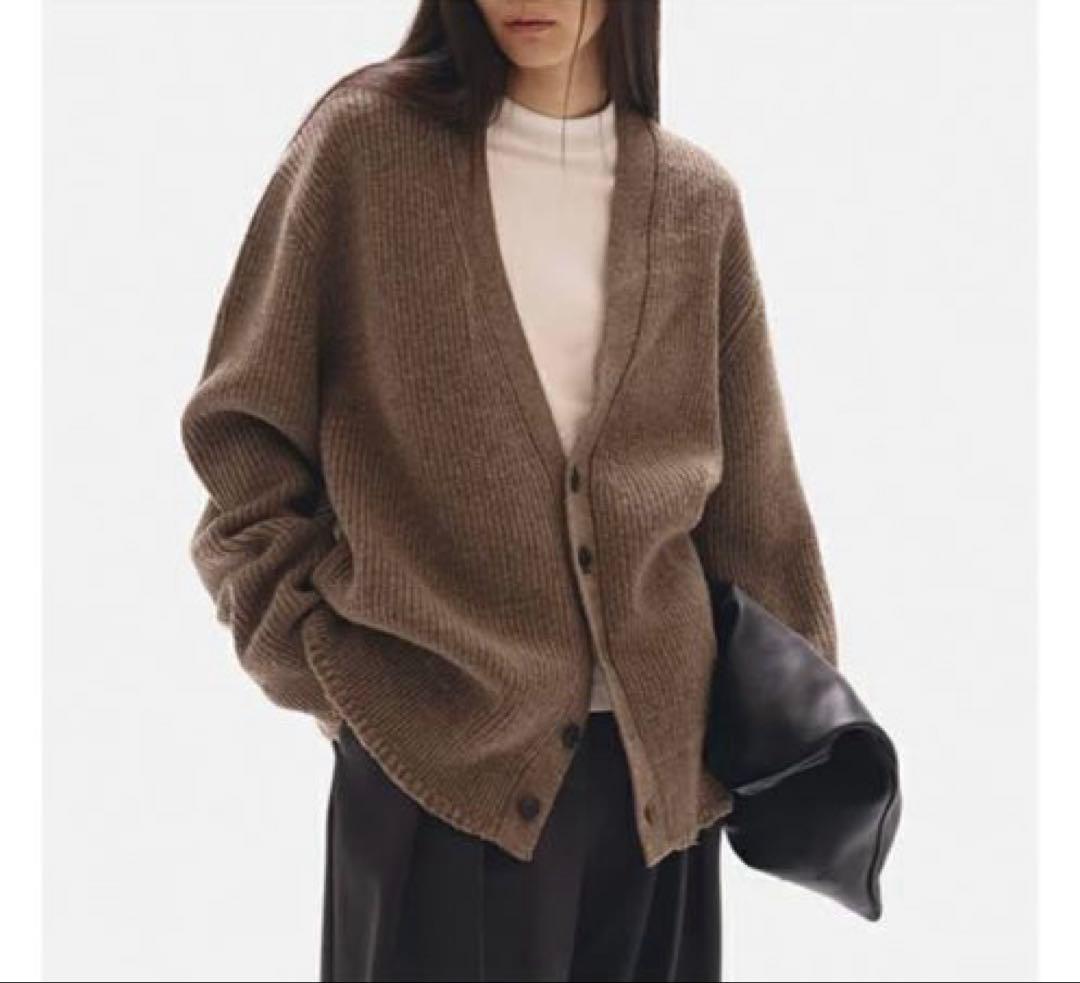 todayful Wool Ribknit Cardigan グレージュ