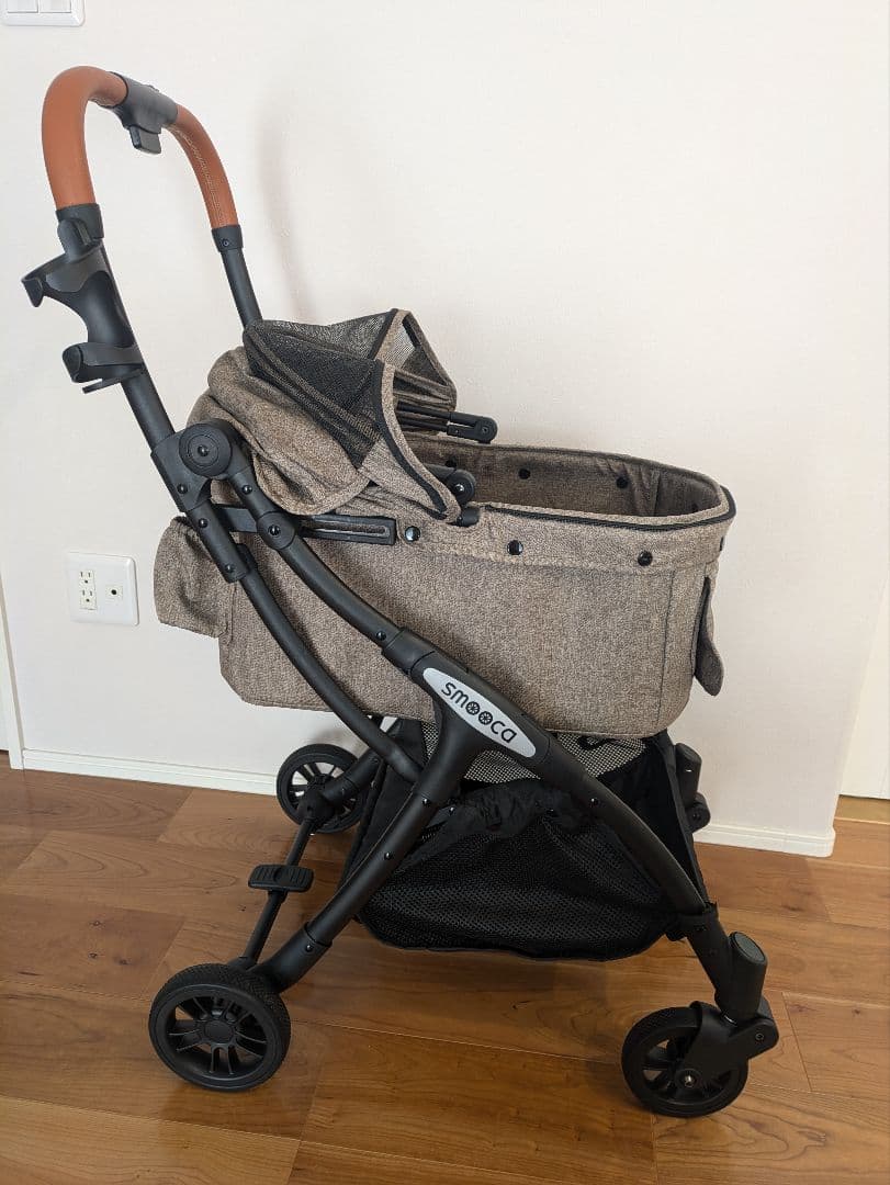 美品smooca ペットカート ブラウン折りたたみ