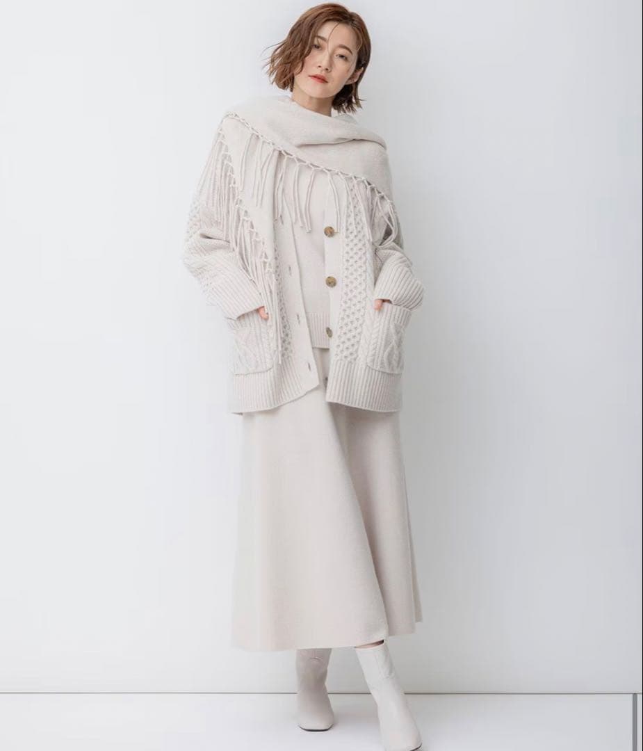 23区 ウールカシミヤ アランパターン カーディガン ¥29,700 サイズ38