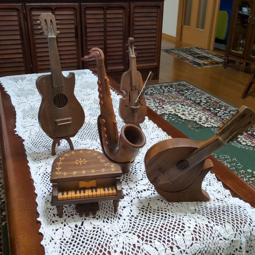 更に値下げ　木製ミニチュア楽器セット　オルゴール