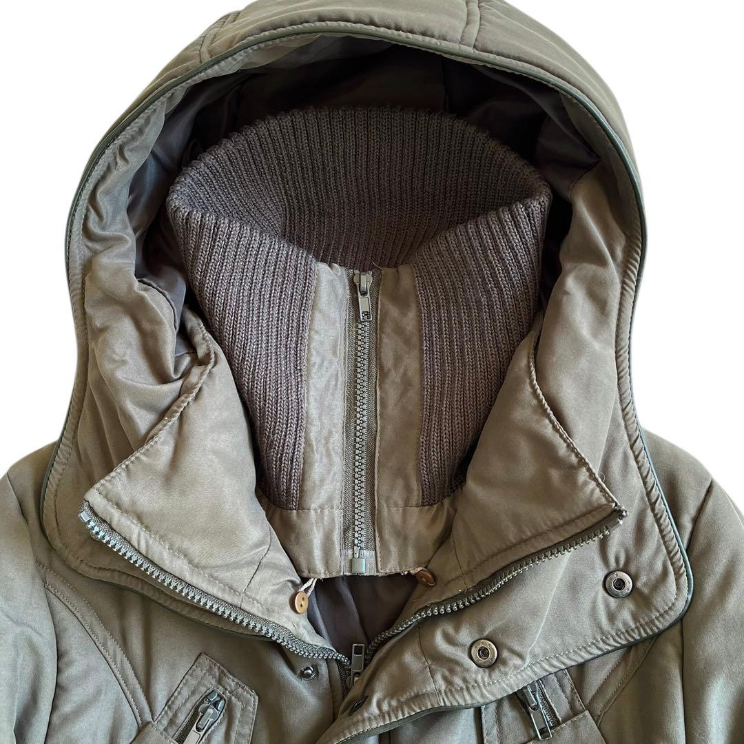 00s y2k デカフード グランジ リブ ミリタリー コート 中綿 ギミック