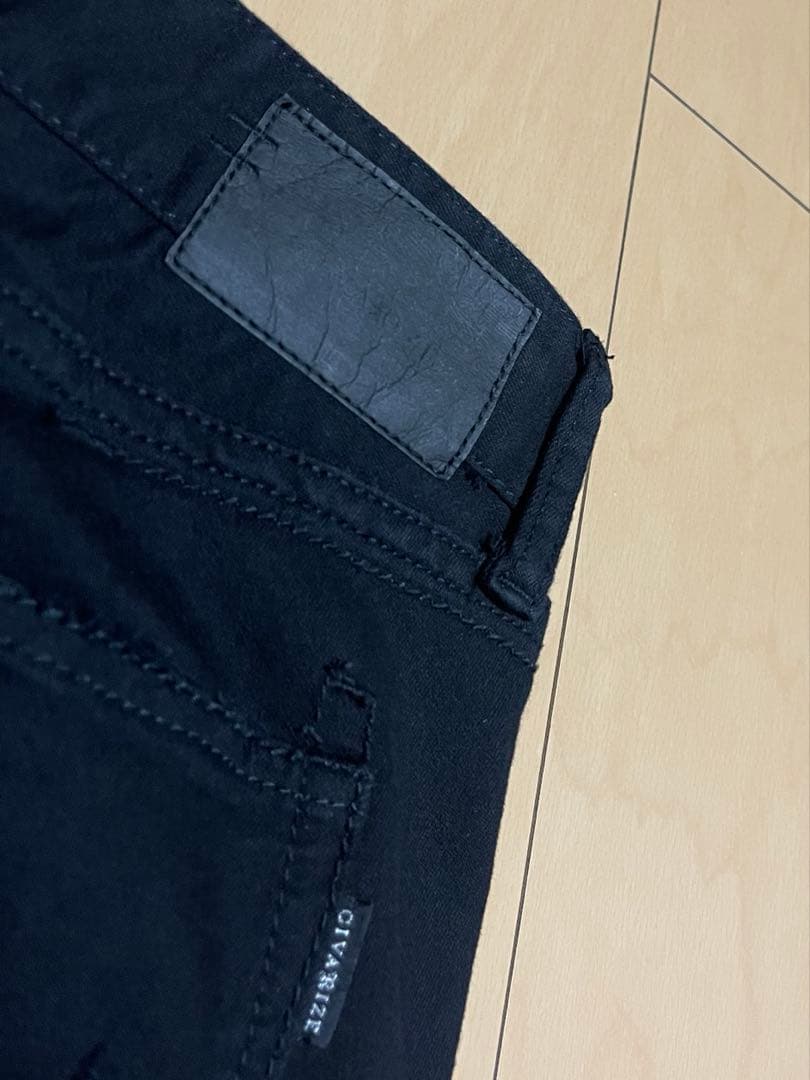 専用品 00s CIVARIZE スタッズ ダメージ ジップ スキニーデニム 黒