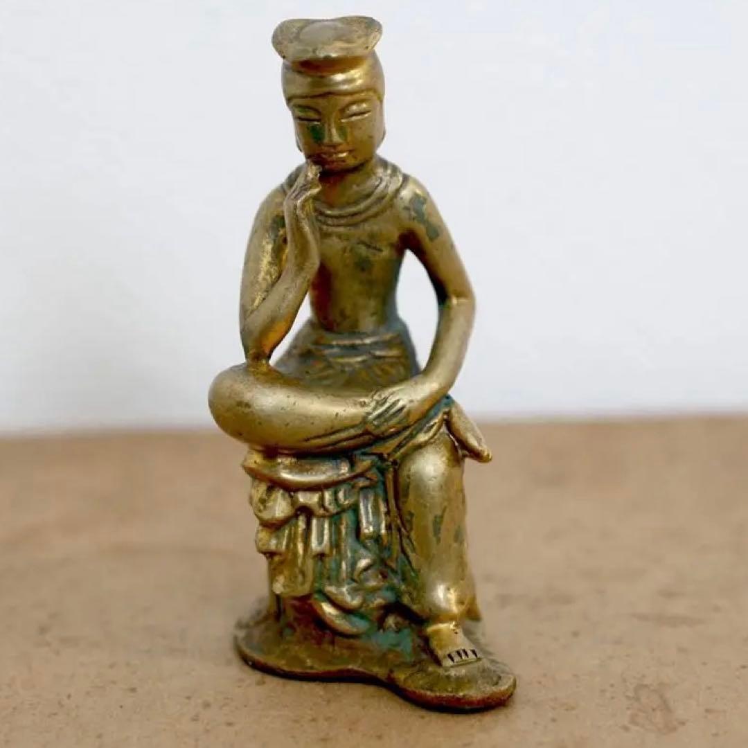 時代物 朝鲜 李朝 金銅仏 仏像 半跏思惟像 弥勒菩薩 仏教美術