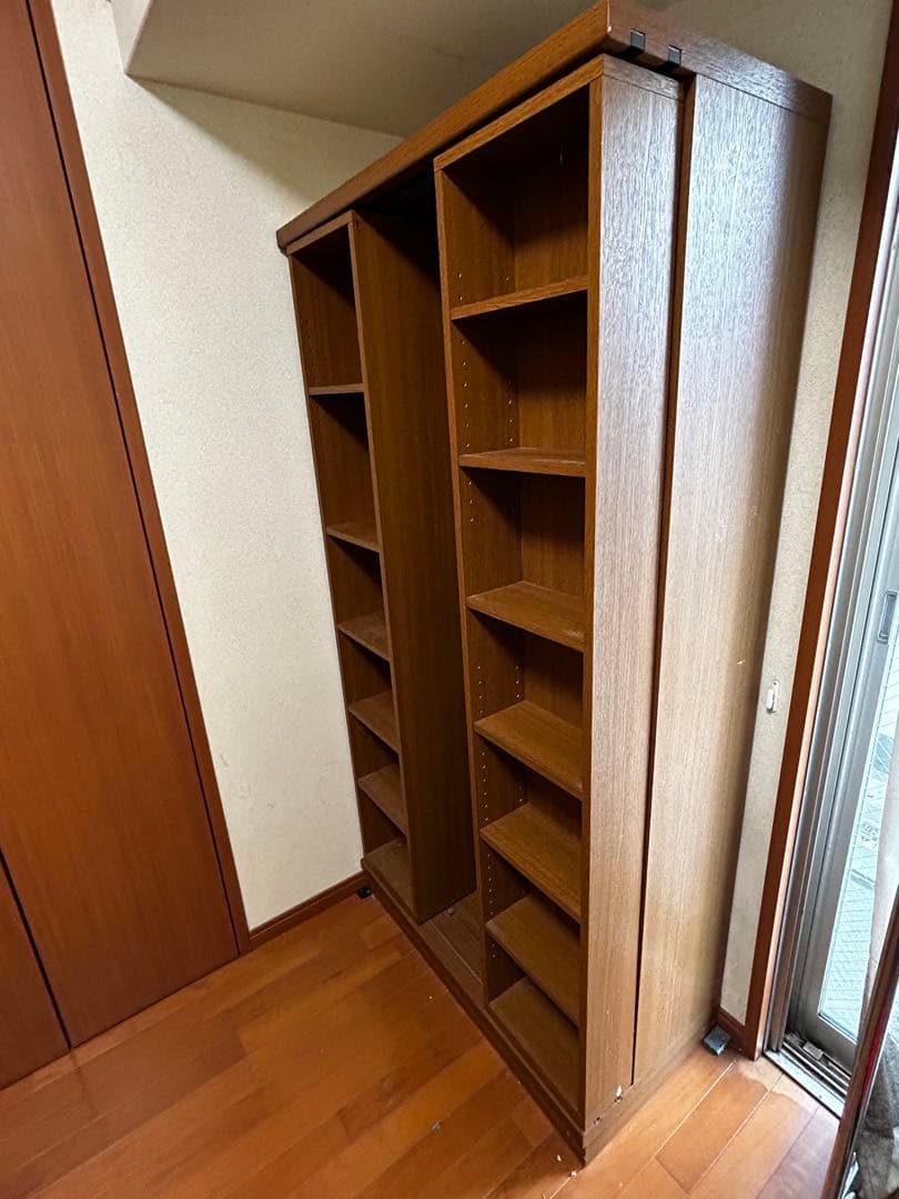 スライド本棚のパイオニア　丸伸　木製本棚 ブラウン 6段可動式　通販生活