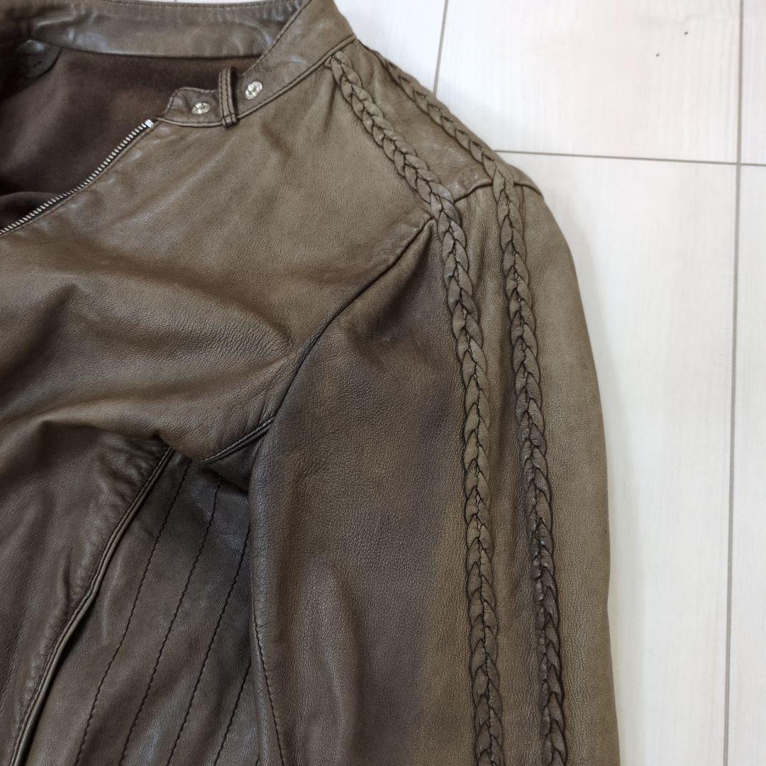 アルマーニ　ARMANI　シングルライダース　レザー　ジャケット　M ブラウン