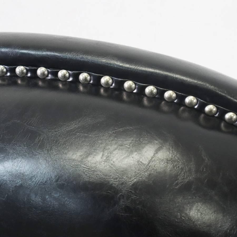 ヴィンセントコレクション シングルソファ ブラック 鋲打ち 英国アンティーク調