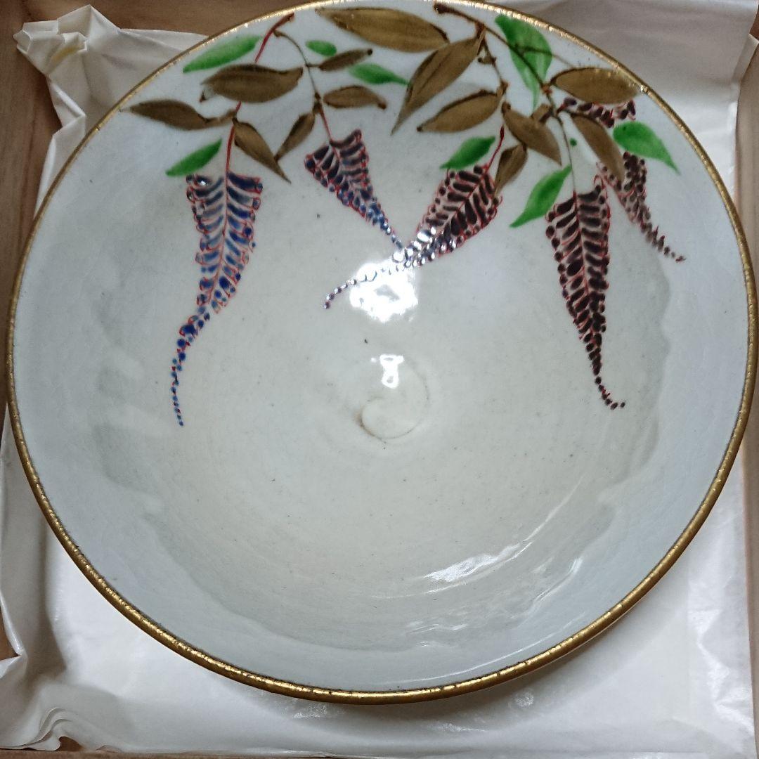 茶道具・末家焼窯元・みちのく長瀞・末家焼・末家色絵平茶碗・作家物・ひろ作未使用品