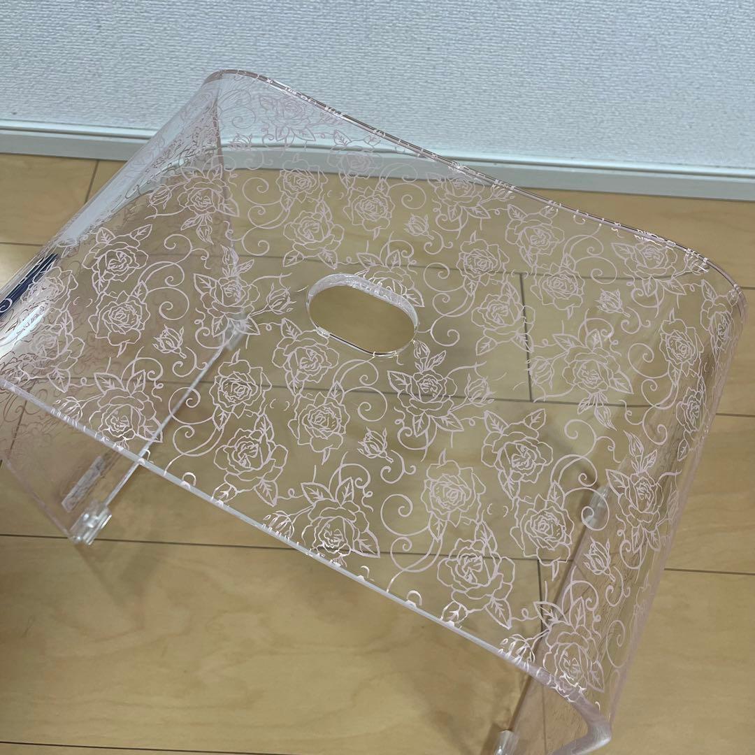 新品◎ アクリル　バスチェア　クリアローズ　L センコー　お風呂　椅子　ピンク