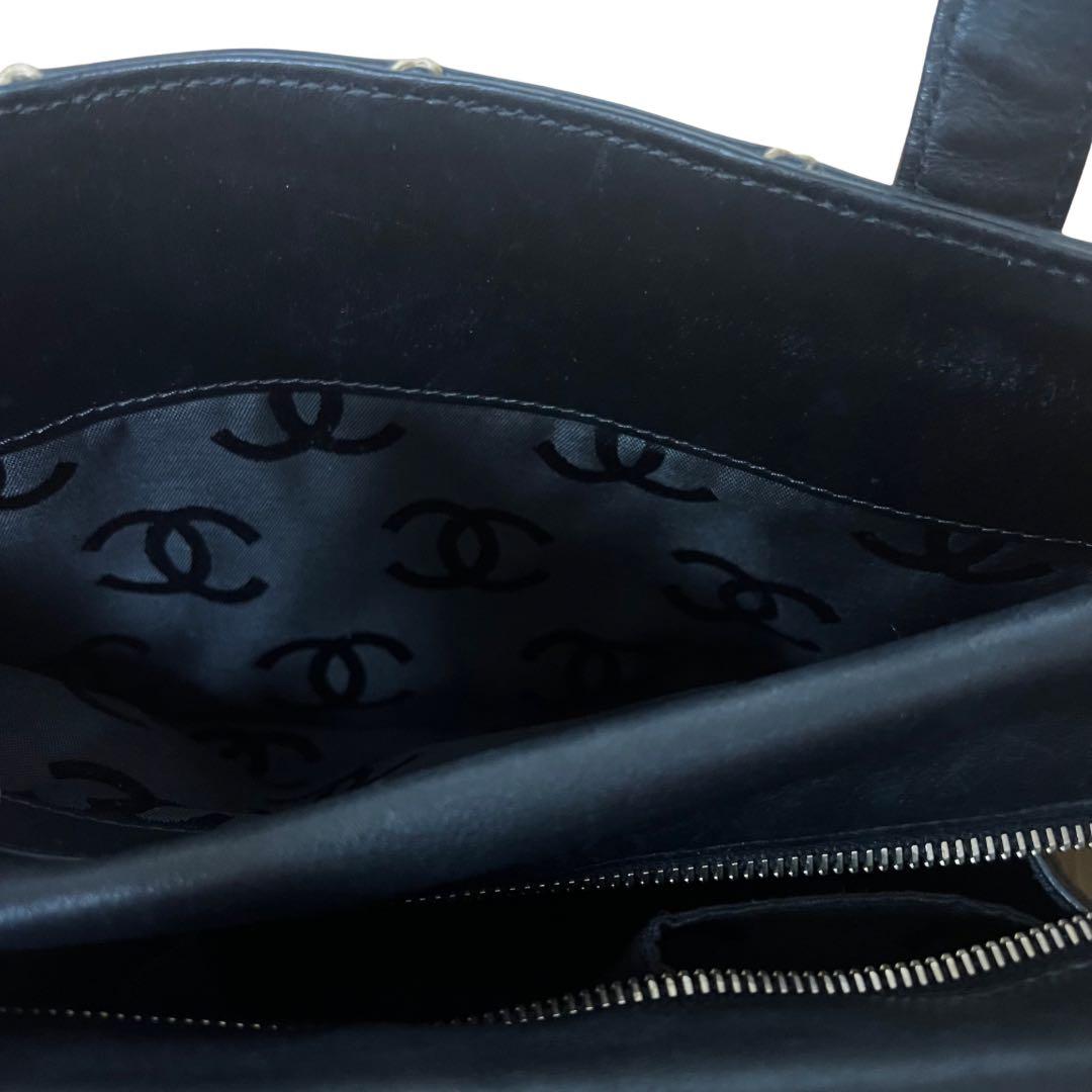 美品CHANEL トートバッグ ワイルドステッチ ブラック レザー キルティング