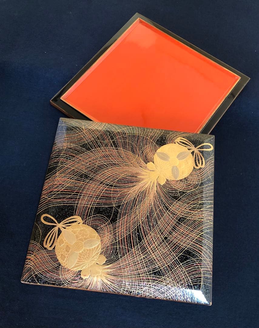 割引❗️《R》時代 黒内朱 梨地 蒔絵 五段重 替蓋 重台付 木箱251127お1