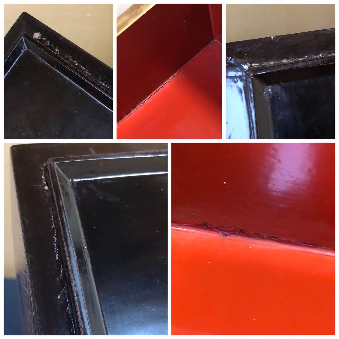 割引❗️《R》時代 黒内朱 梨地 蒔絵 五段重 替蓋 重台付 木箱251127お1