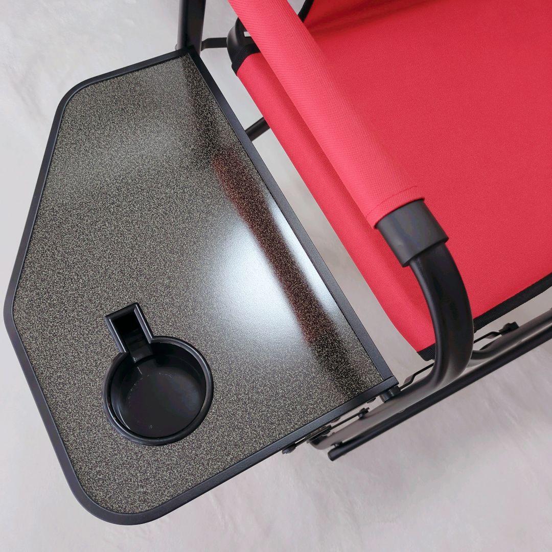 美品 コールマン サイドテーブル付デッキチェア2脚 レッド