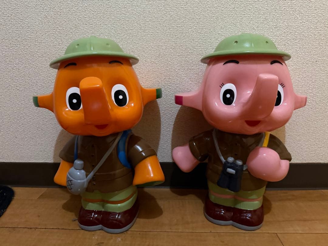 【当時物】希少　サトちゃん　サトコちゃん　探検家　貯金箱　２体セット 30cm