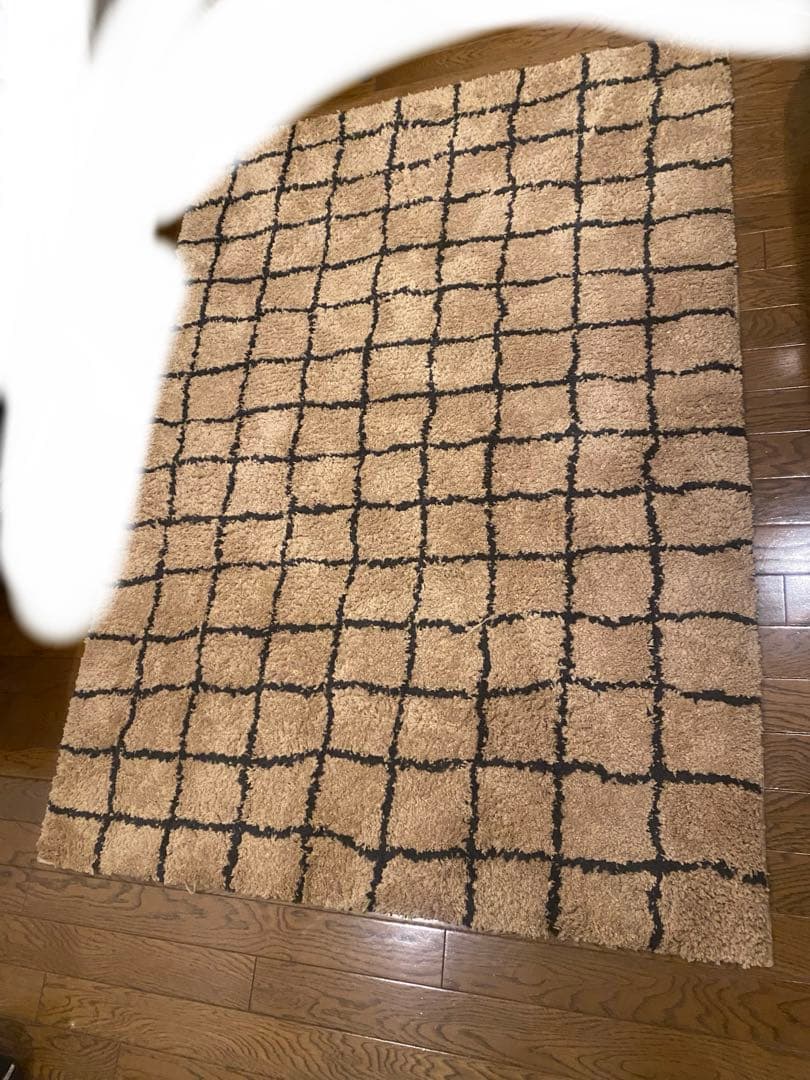 【cherry blossoms】 天然素材 格子模様ラグ