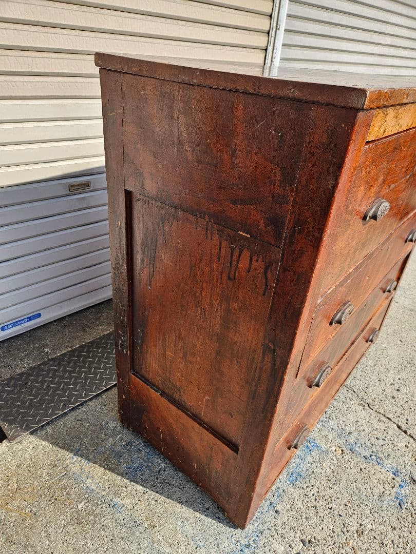 日本のアンティーク 欅の古いチェスト 無垢材 洋箪笥 引出し 収納 古家具