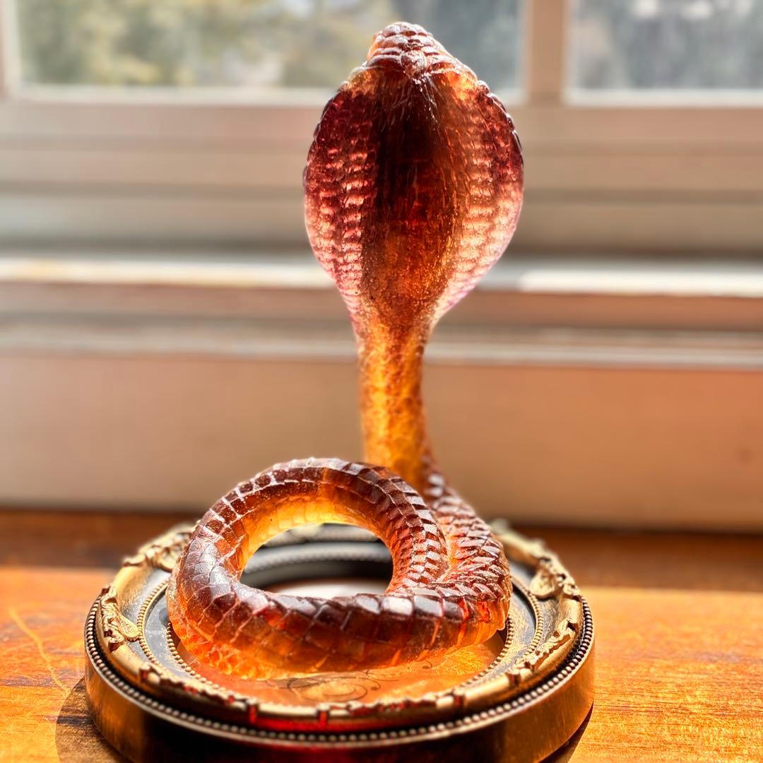 コブラ　蛇　ヘビ　ドーム　フランス　ナンシー　バカラ　エミールガレ　置物