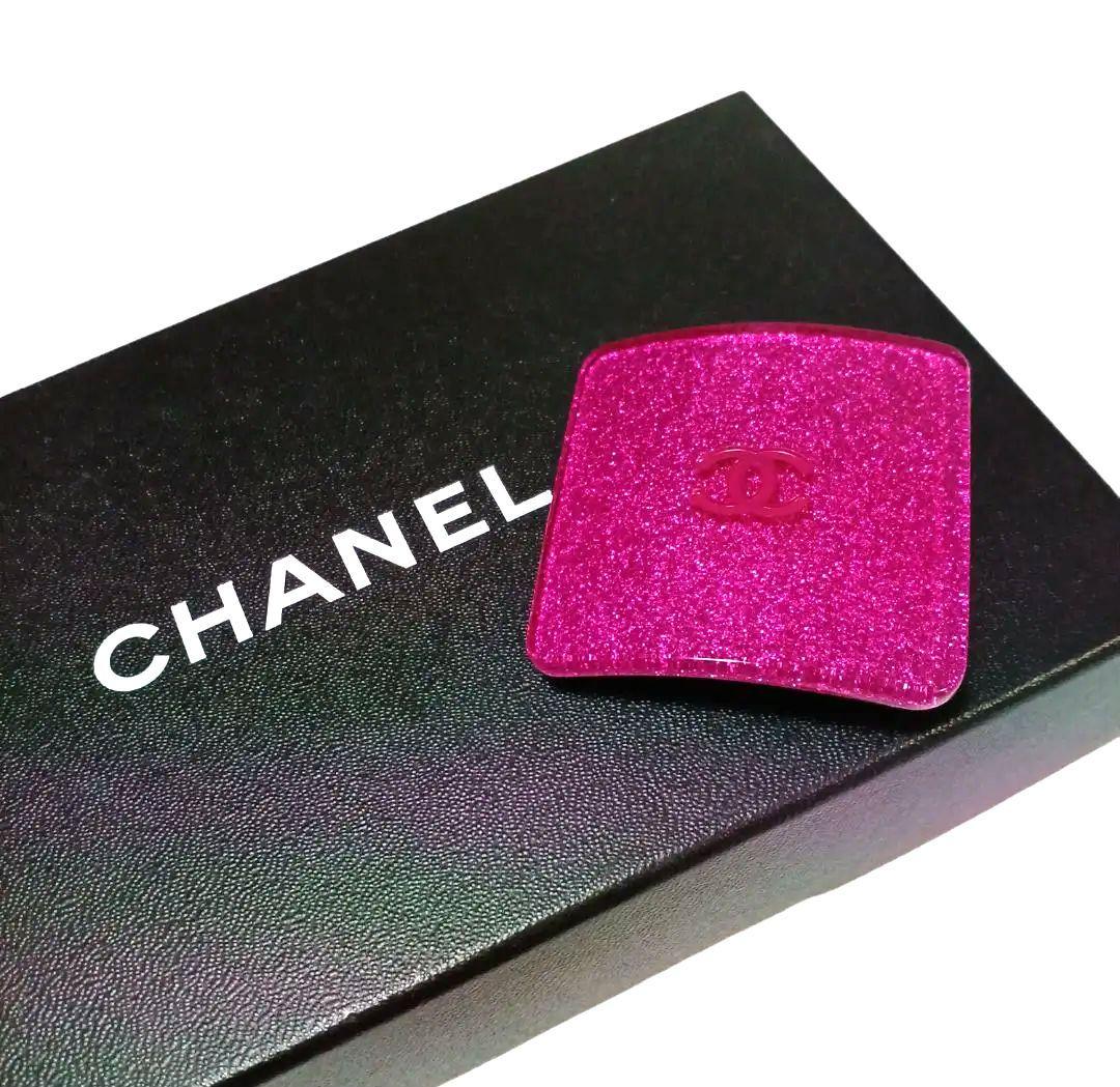 シャネル　CHANEL　バレッタ(ココマーク/メタリックピンク/スクエア/ラメ)
