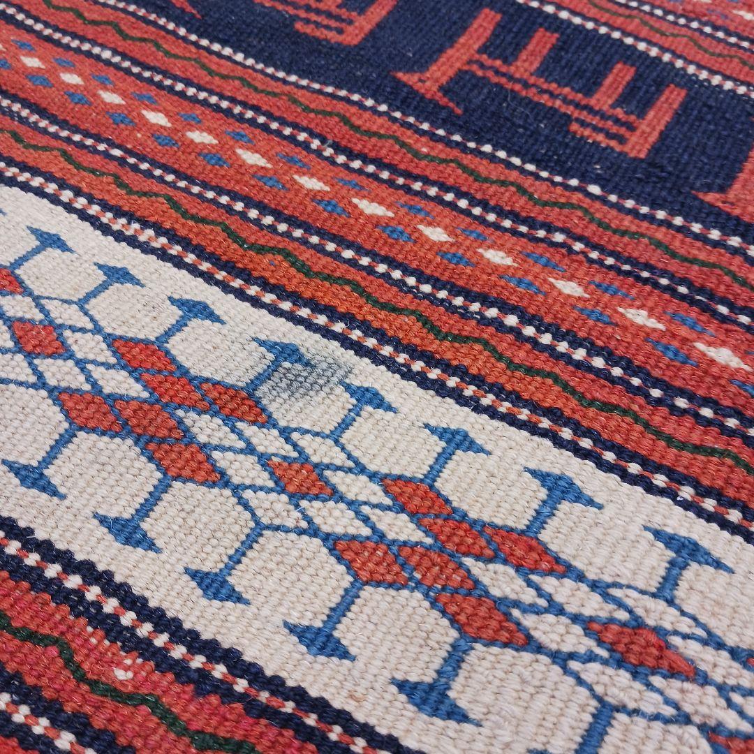 Y3239 イラン セムナン キリム 手織り ウール カーペット 大判