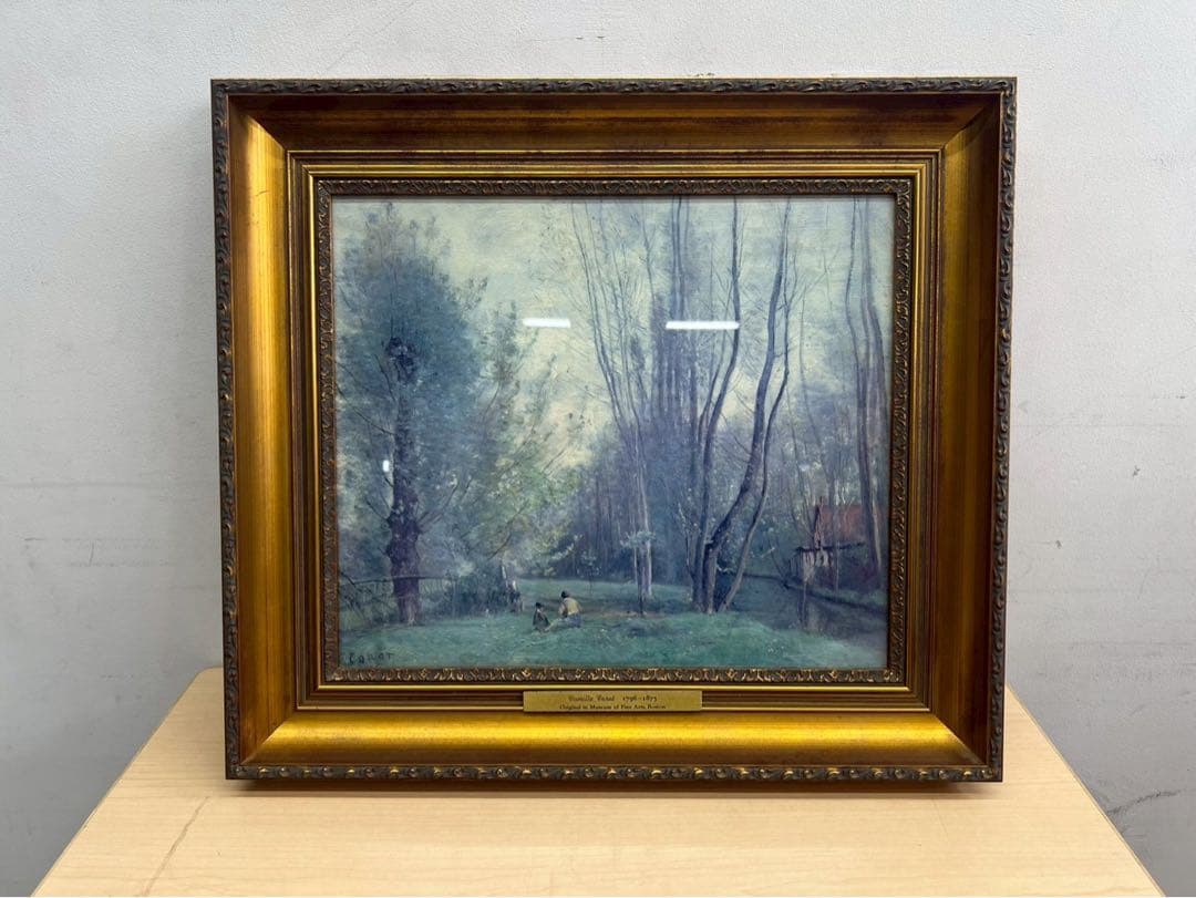 庄*い様 SI125 カミーユ・コロー「ボーヴェ近くの朝」複製画 証明書付き 額