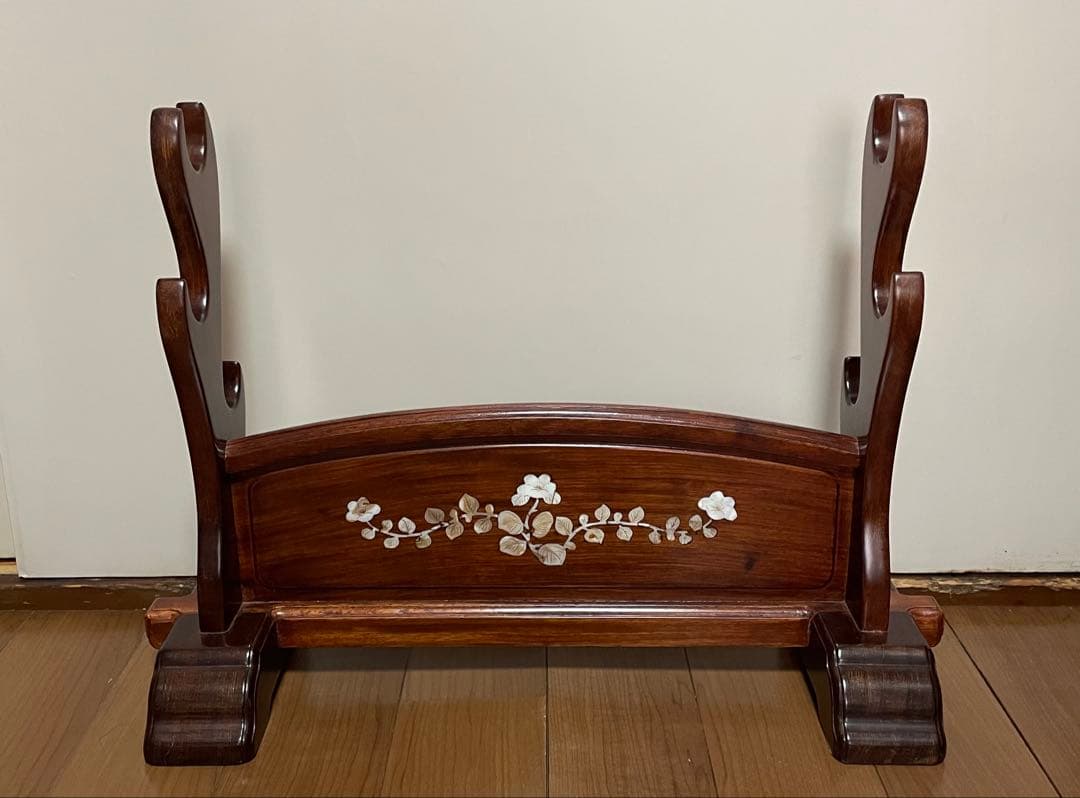 刀掛け　両面　螺鈿　木製　３本掛け　日本刀　模造刀　武具