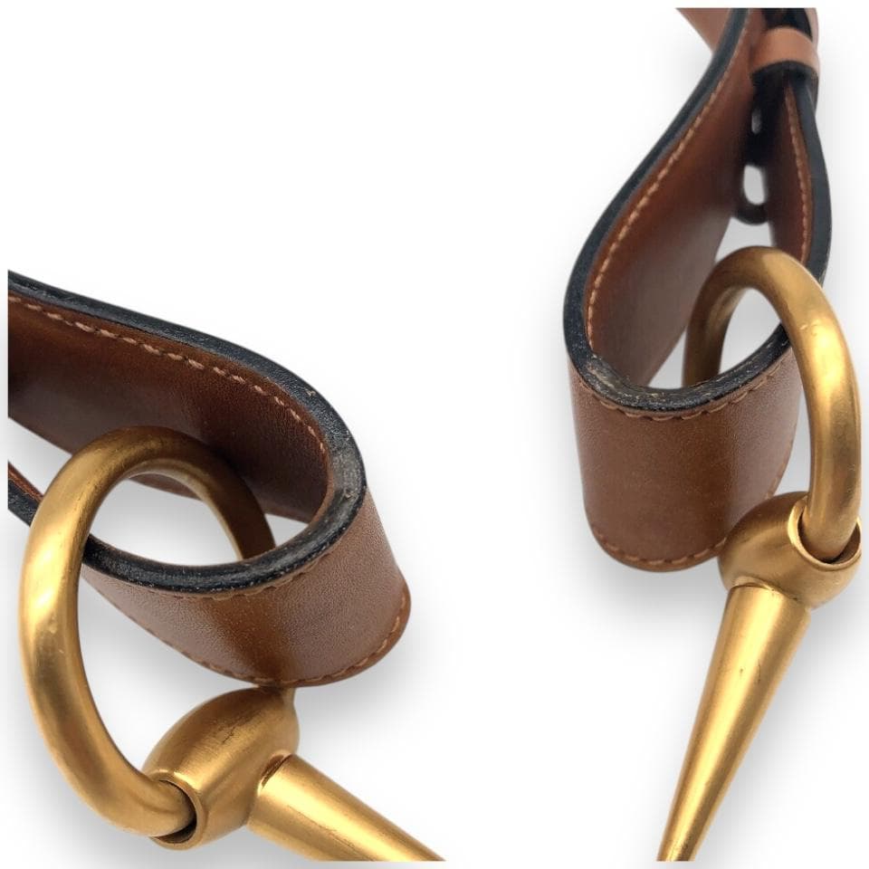 【美品】GUCCI グッチ ホースビット ベルト ゴールド ブラウン イタリア.