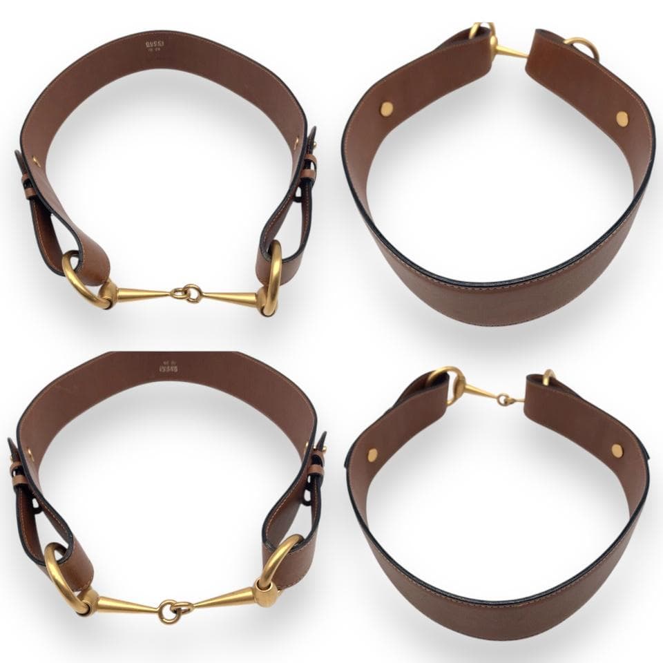 【美品】GUCCI グッチ ホースビット ベルト ゴールド ブラウン イタリア.