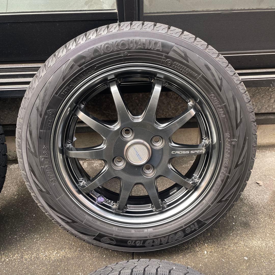 ヨコハマアイスガードIG70 155/65/14 21年製　アルミホイールセット