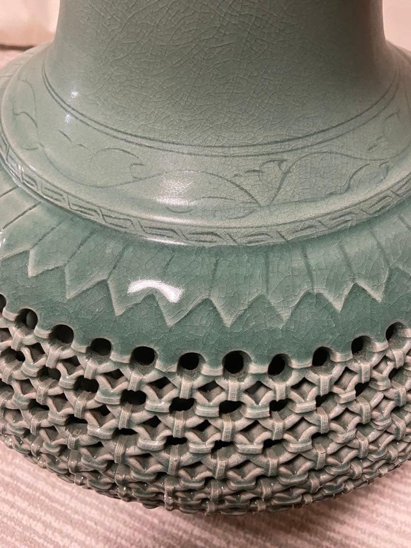 高麗青磁 壺 花瓶 置物　特大花瓶　インテリア