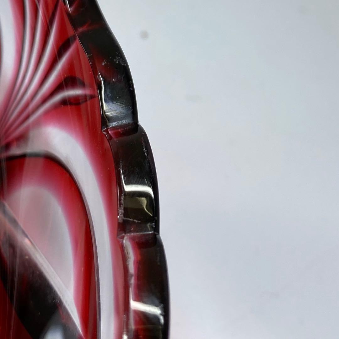 島津　薩摩切子　大皿　共箱　直径24.7㎝　トコヒ　東な7-0210☆2F