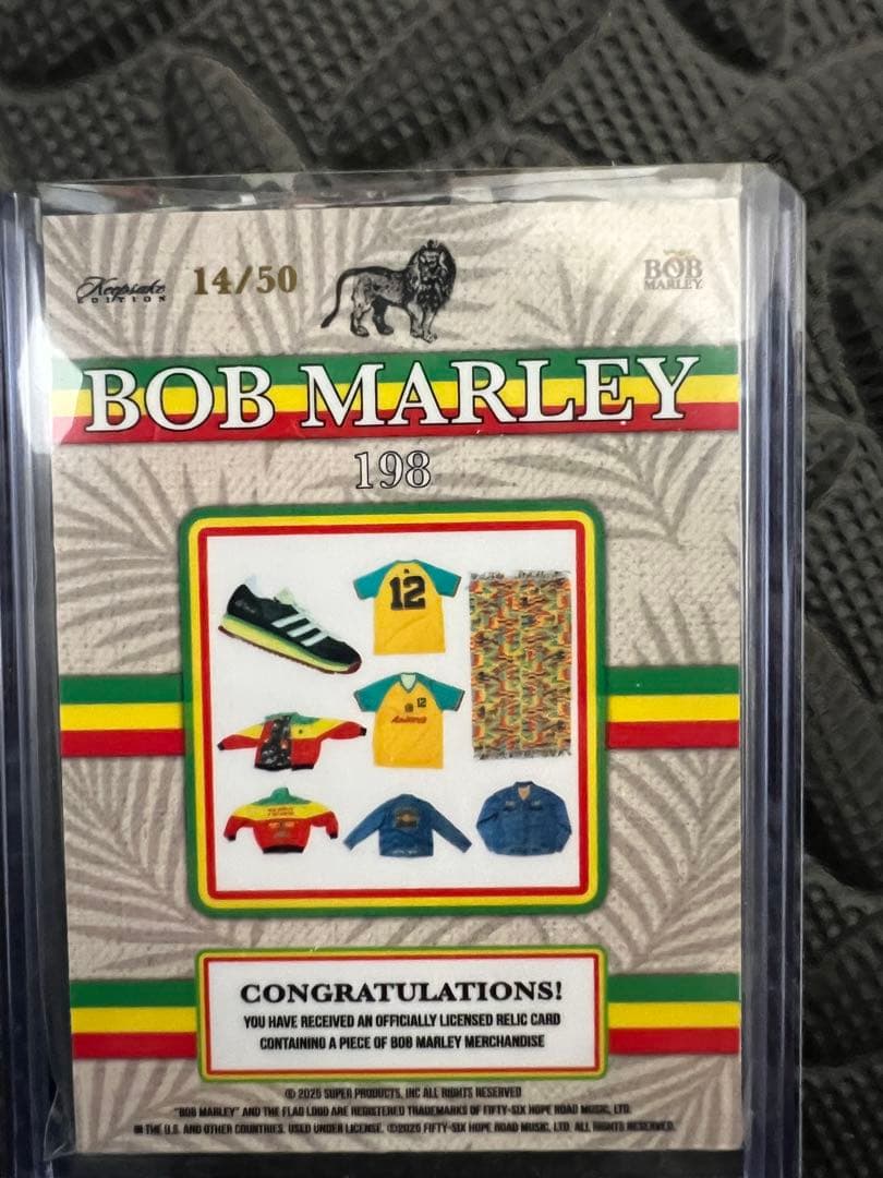 ボブ・マーリー 実使用生地封入・限定50枚 シリアル入りトレカ