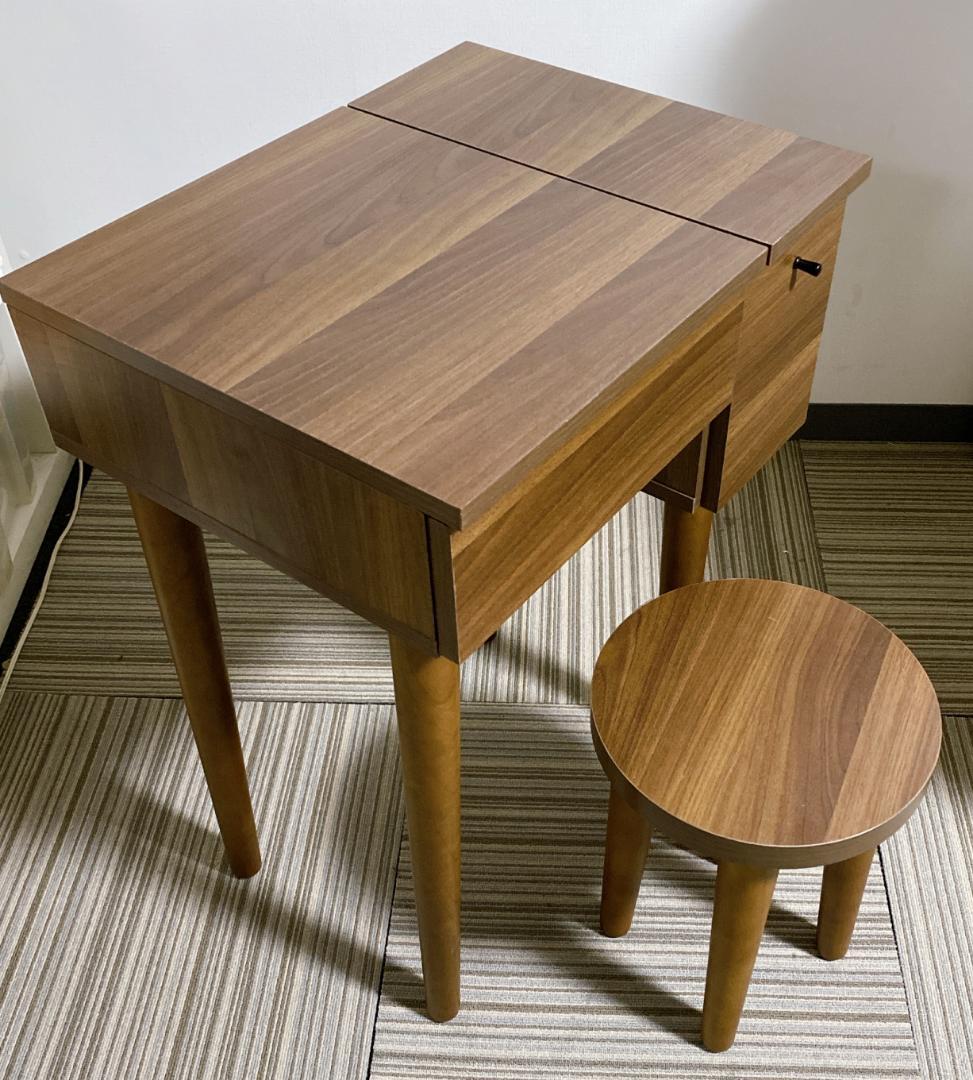 コンパクトドレッサー スツール付 鏡一面 シンプル モダン ダークブラウン