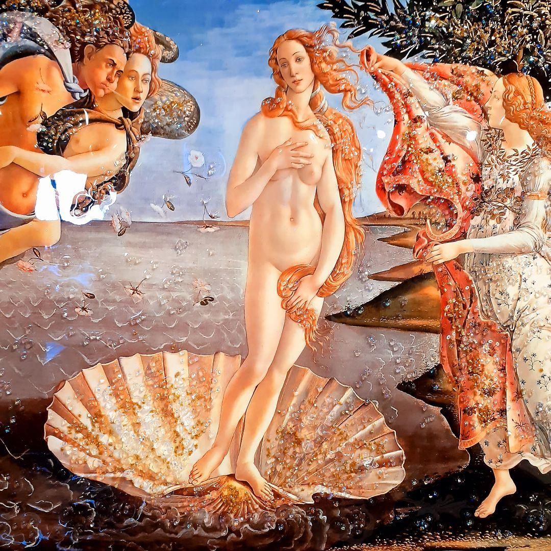 輸入雑貨　天然水晶石　ボッティチェリ作　『ヴィーナス誕生』　クリスタルアート