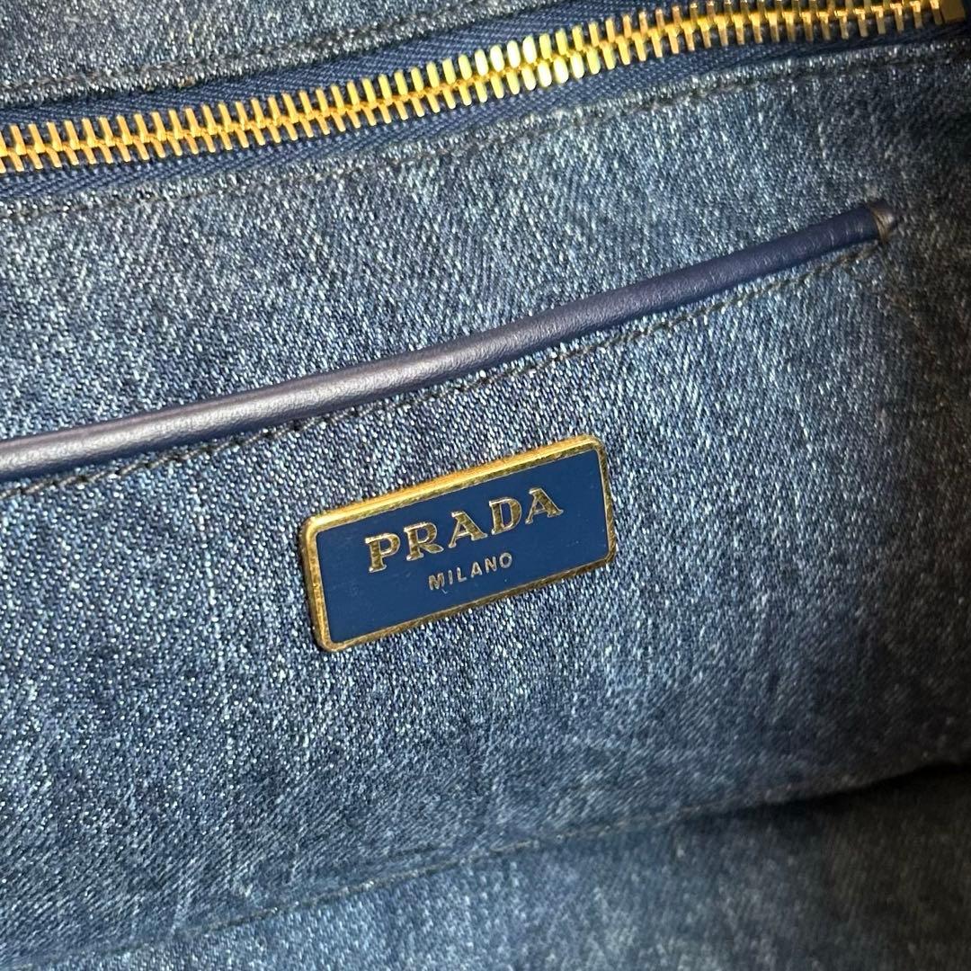 ギャランティカード付き　タグ付き　PRADA カナパ　トートバッグ　デニム