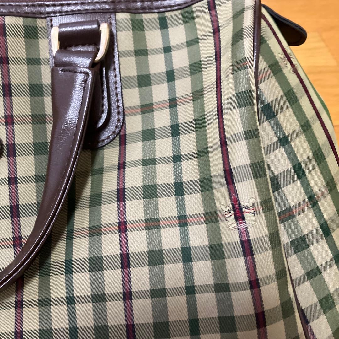 美品　lasserre ボストンバッグ グリーンチェック