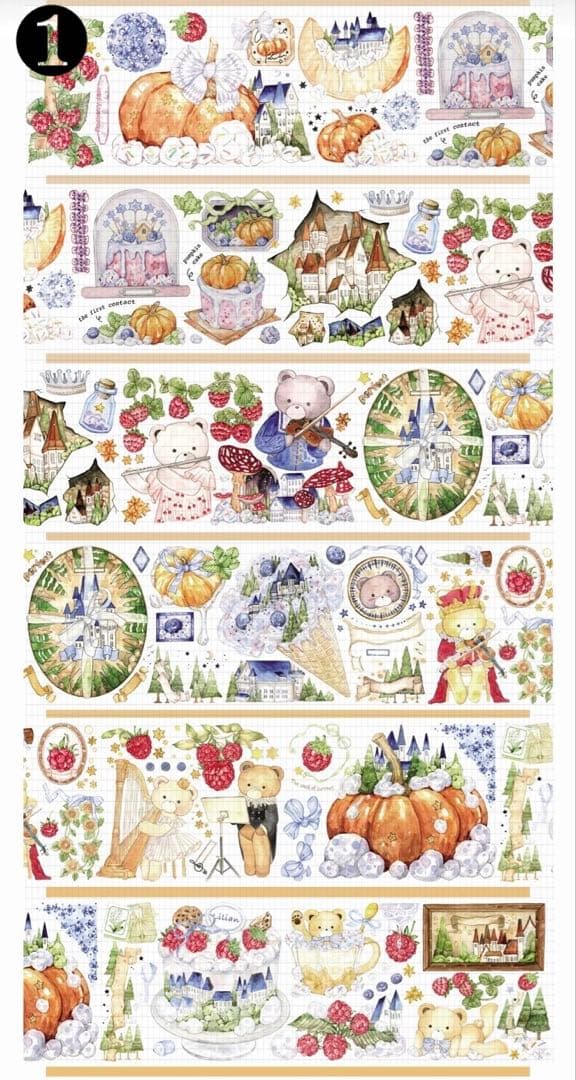 【Q】海外　10m巻　貝殻光マスキングテープ　動物系/装飾系/お花系/古風系