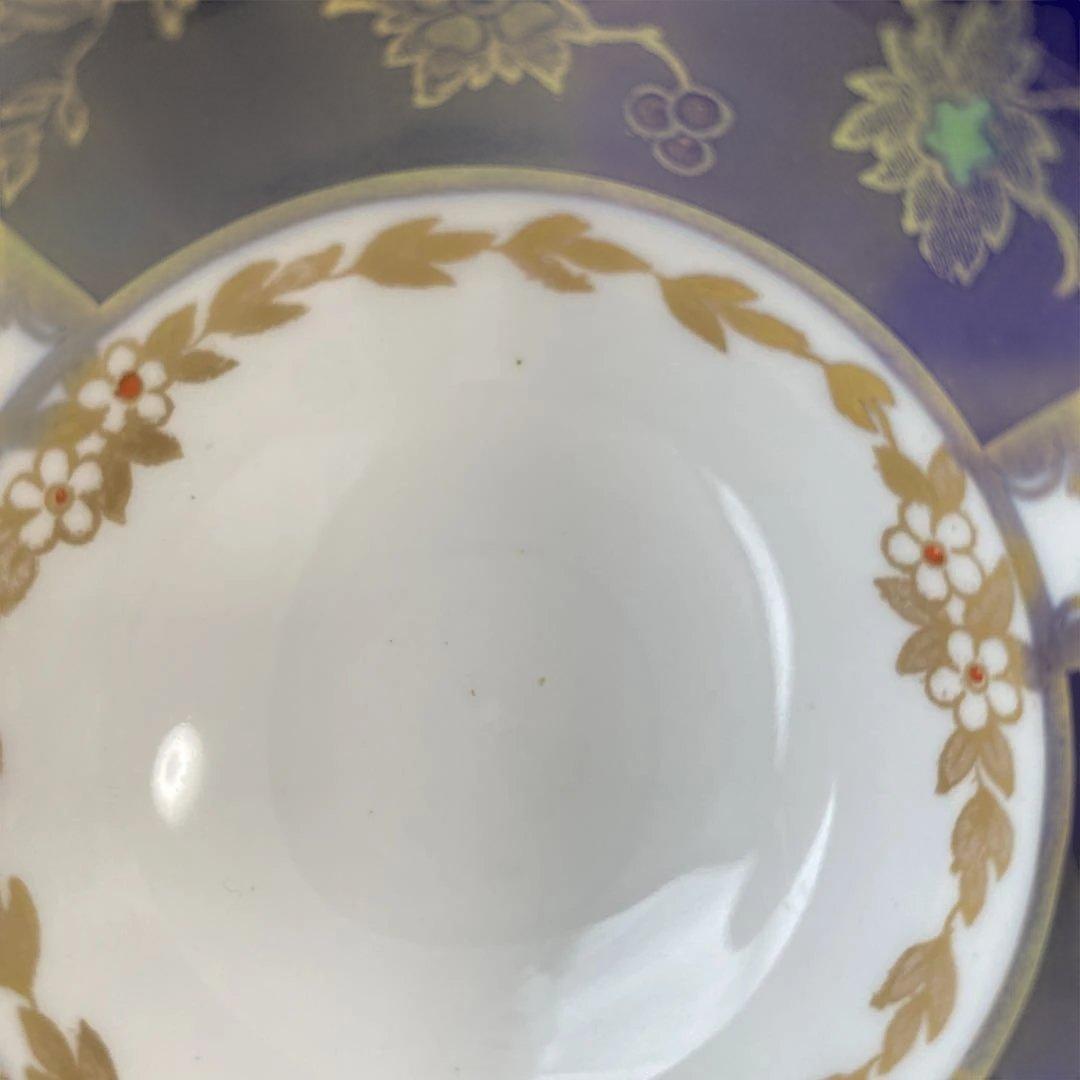 タスカン　コバルトブルー　エナメルペイント　金箔装飾　ティーセット　トリオ4点