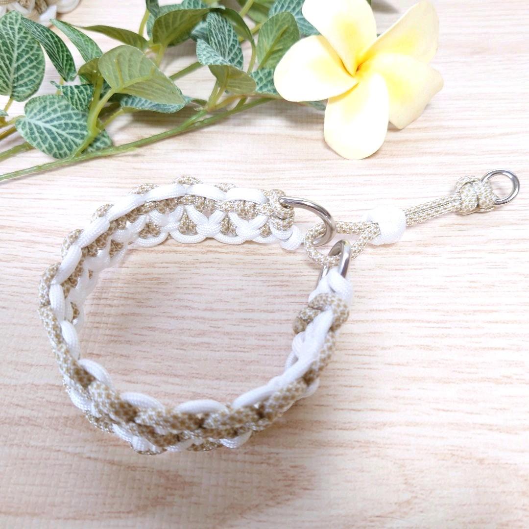 パラコード　首輪　太め　ハーフチョーク　マスタードオフホワイト　№027