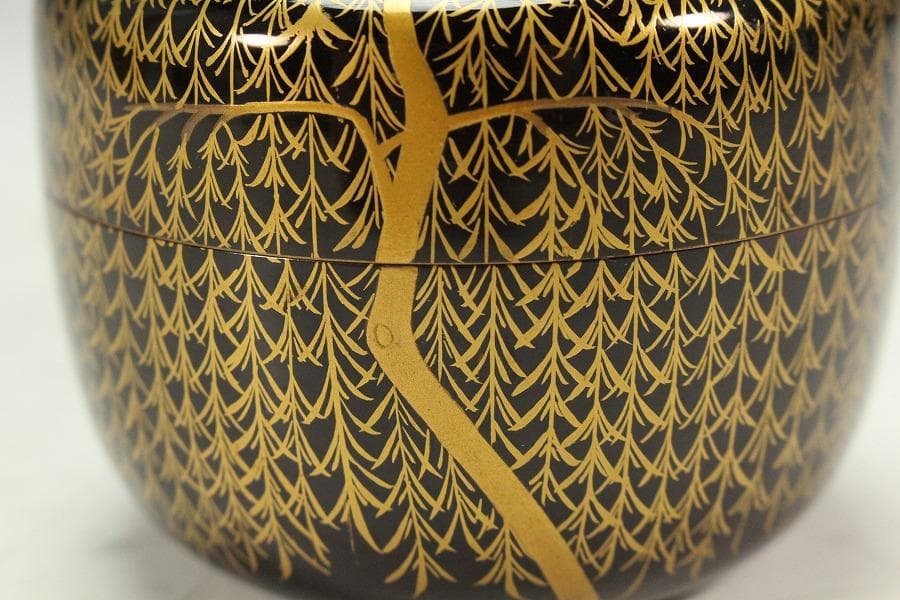 茶道具 時代 柳蒔絵 平棗(K-A650)