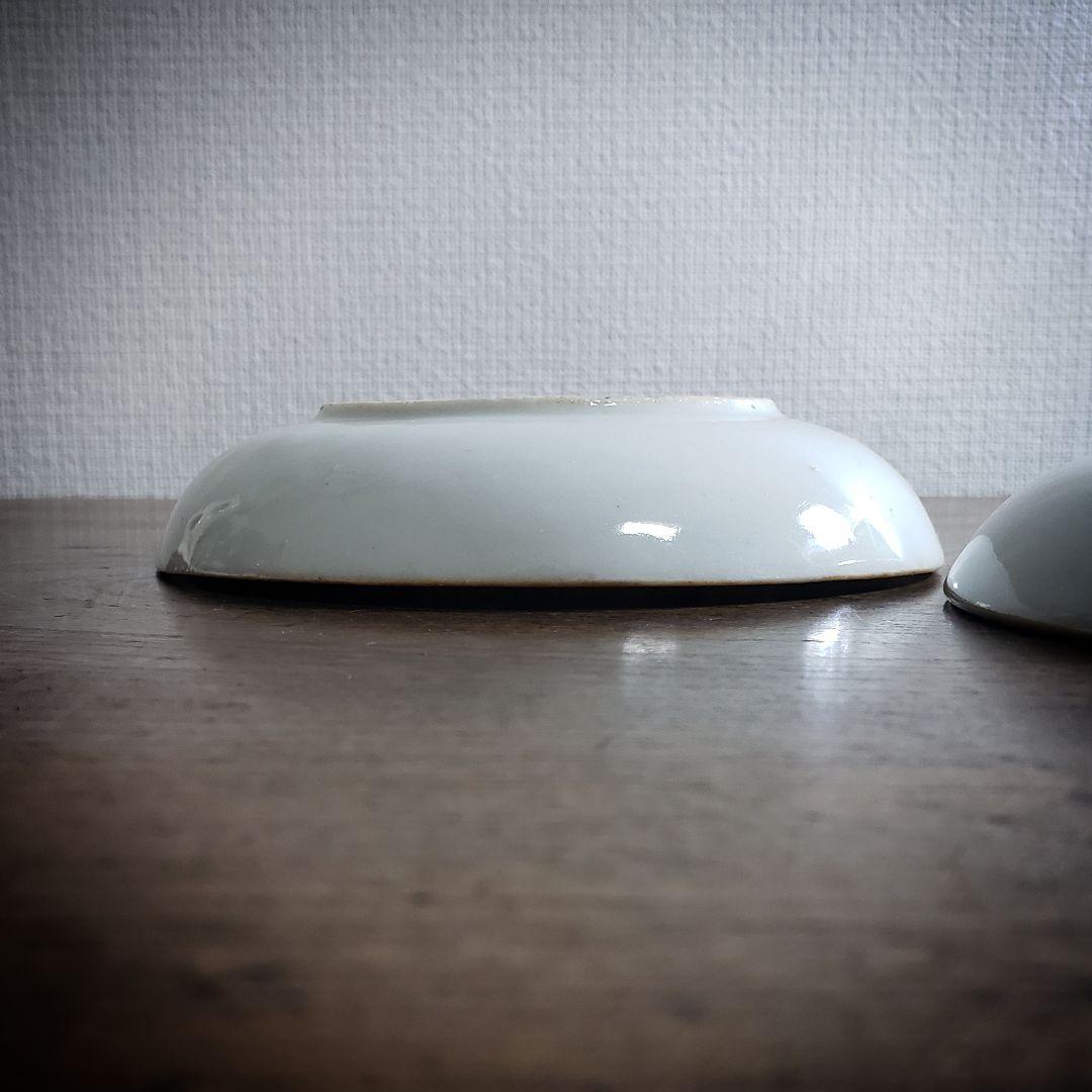 印判皿　明治　大正　二枚　花文様　牡丹　大正ロマン　モダン