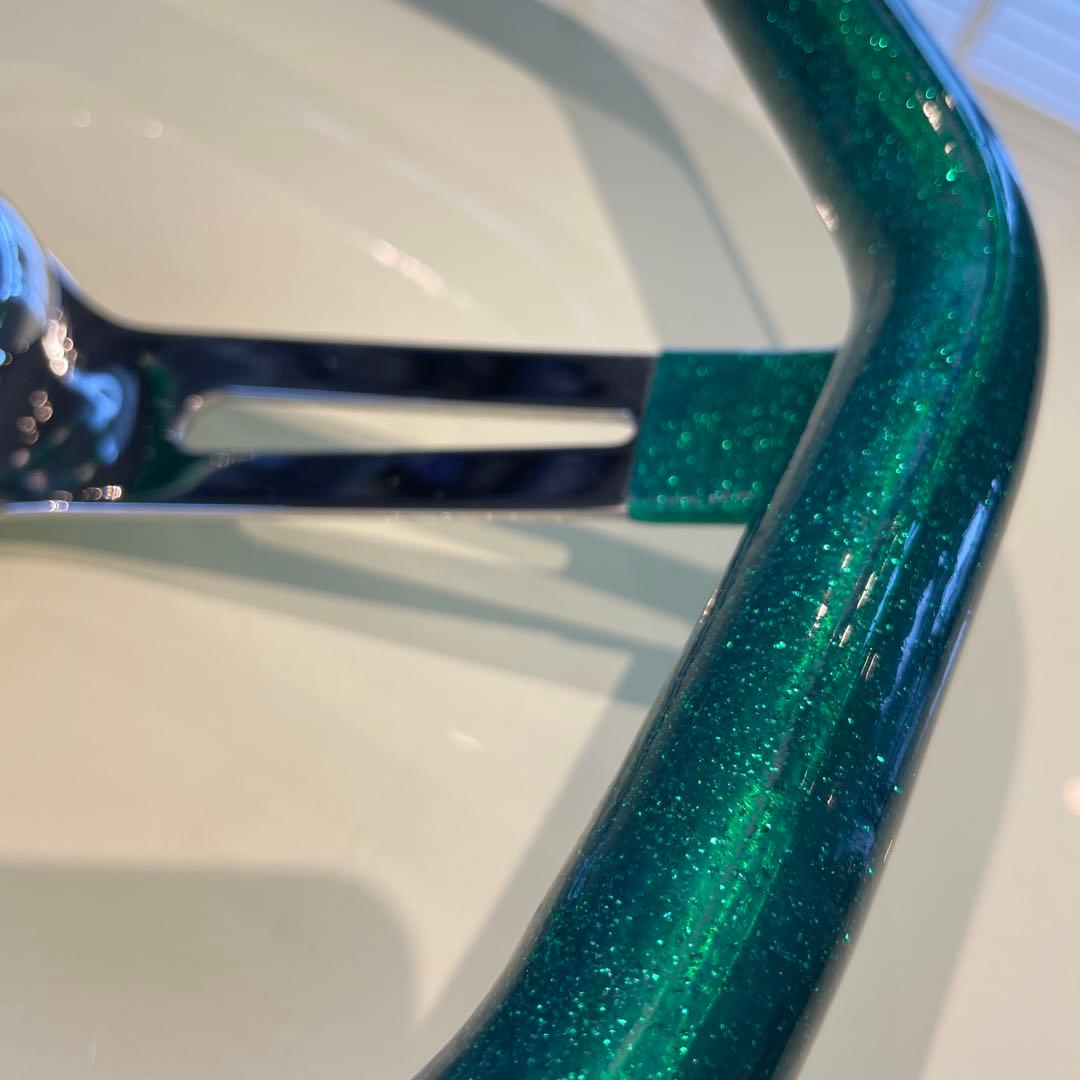 ⭐︎美品未使用⭐︎グリーンラメ八角形（オクタゴン）ステアリングホイール　ムーンアイズ