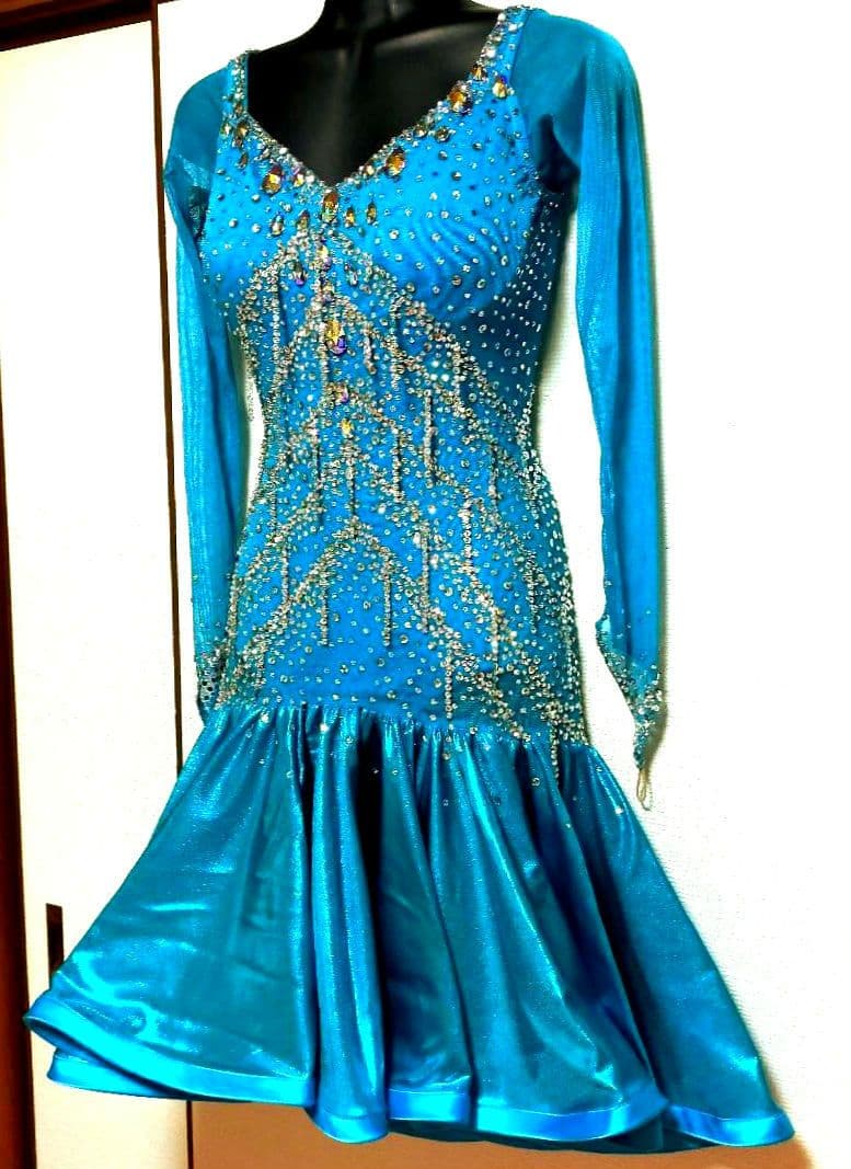 社交ダンス♡ジャンティ　ラテンドレス　ターコイズブルー　競技　デモ